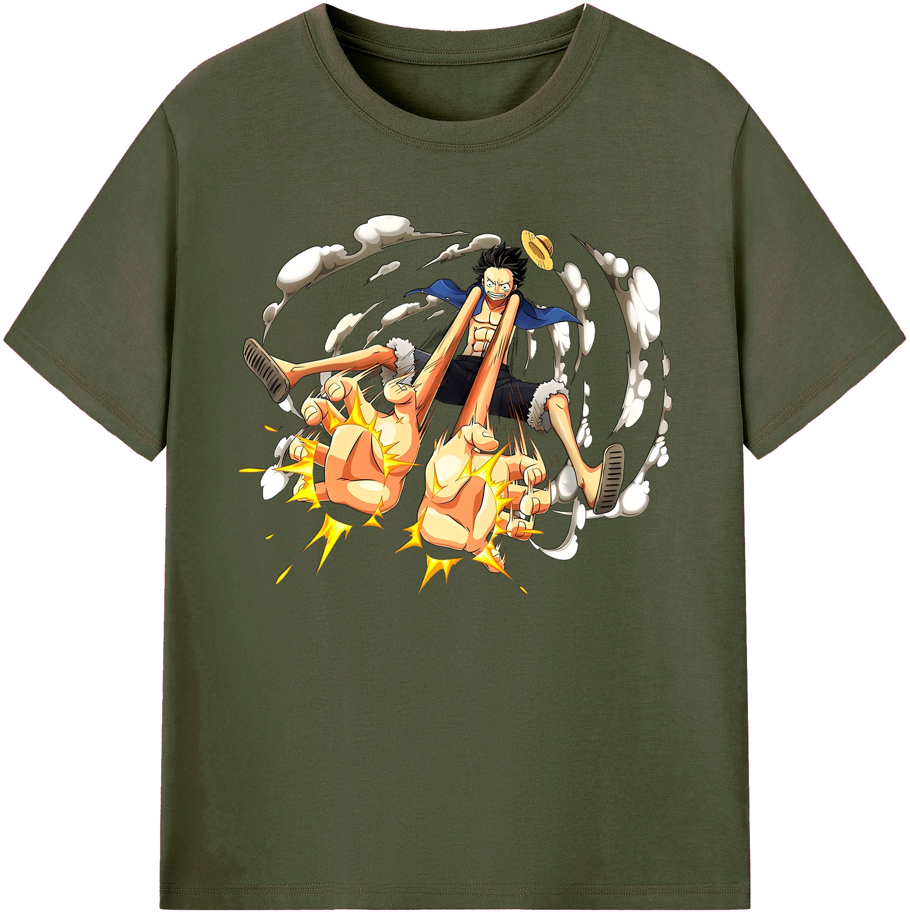 ワンピース モンキー・D・ルフィ ONE PIECE Monkey D. Luffy 綿100％ メンズ半袖Tシャツ｜肌触りやわらか＆通気性